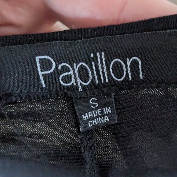 Papillon - Black w/ Cream Floral Sleeveless Tunic Top - Size S - Picture 9 of 9